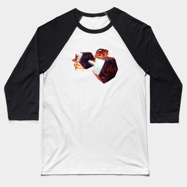 Dumbbell with Flames Baseball T-Shirt by Kenen's Designs